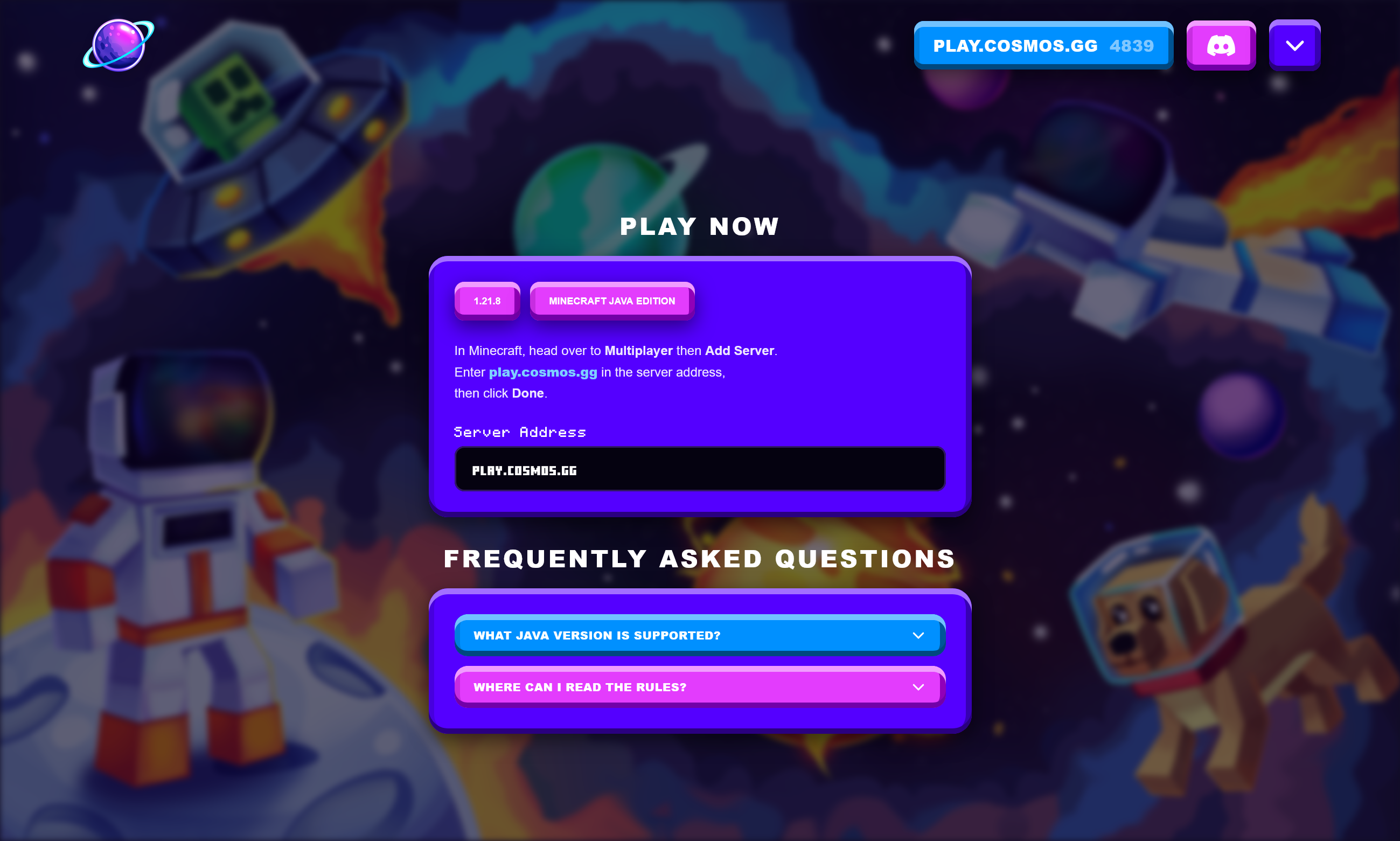 Cosmo play page with joining instructions.